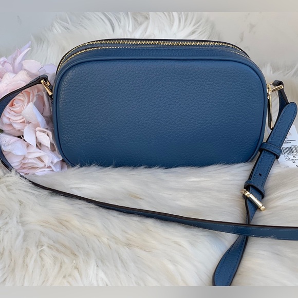 Michael Kors Blue Pebbled Leather Double Zip Crossbody - Picture 5 of 11